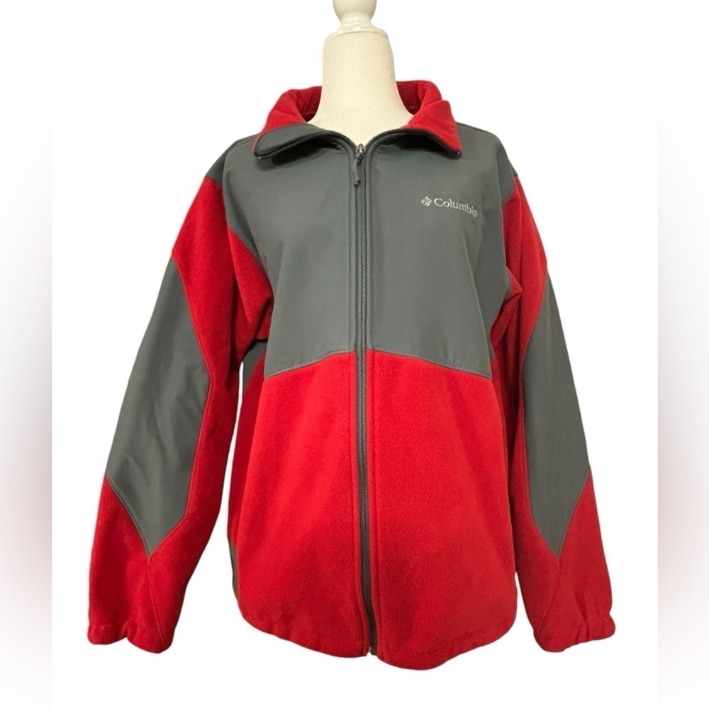 Columbia Mens Red & Gray Columbia Full Zip Fleece Jacket XL - Picture 1 of 8